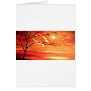 Abstrakter Baum und Roter Sonnenuntergang