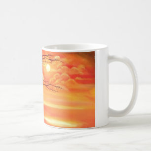 Abstrakter Baum und Roter Sonnenuntergang Tasse