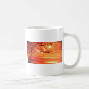 Abstrakter Baum und Roter Sonnenuntergang Tasse