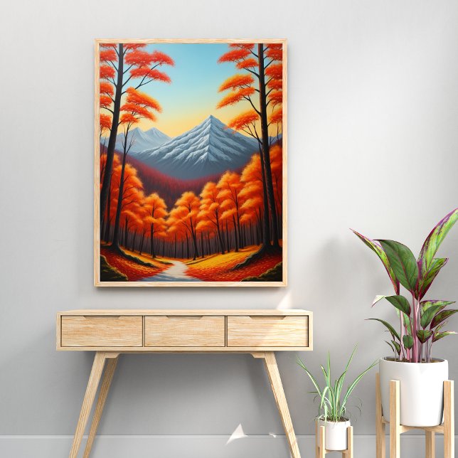 Abstrakter Baumkronenwald Landschaftsbild Ölfarbe Poster (exquisite beauty of nature abstract autumn tree forest landscape oil paintings wall poster)