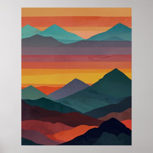Abstrakter Bergsonnenaufgang Poster (Vorne)