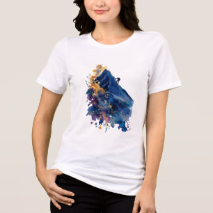 Abstrakter Bergsteiger Fluid Ink Wasserfarbe Tri-Blend Shirt