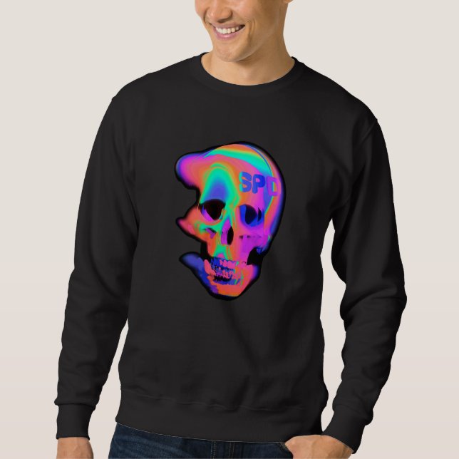 Abstrakter Bewegungsfluss-Schädel Sweatshirt (Vorderseite)