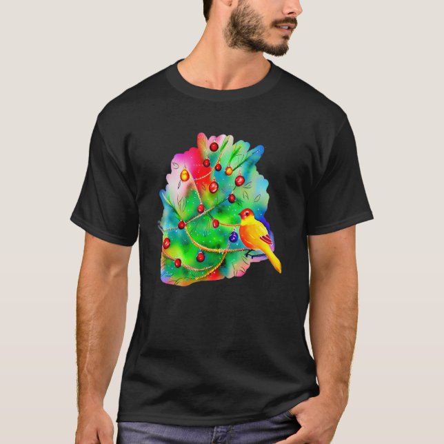 Abstrakter Bird Tree Wasserfarbe P T-Shirt (Vorderseite)