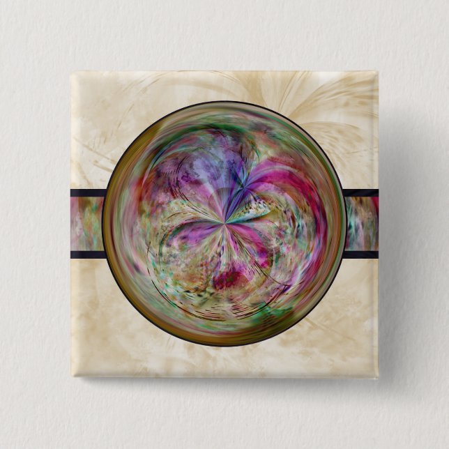 Abstrakter BlaseMandala mit Band Button (Vorderseite)