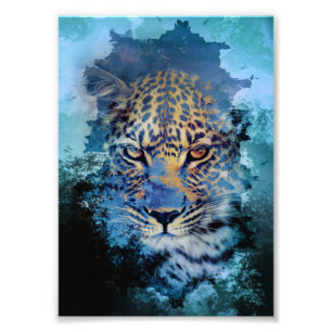 Abstrakter Blaueisleopard Fotodruck
