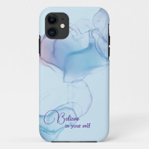 Abstrakter blauer Alkoholtupfer iPhone Case