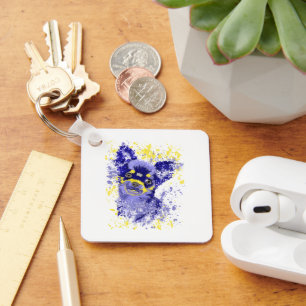 Abstrakter blauer Chihuahua-Schlüsselanhänger Schlüsselanhänger