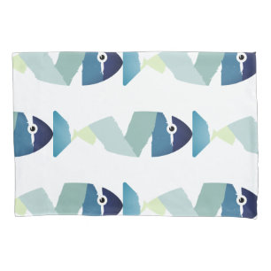 Abstrakter Blauer Fisch Kissenbezug