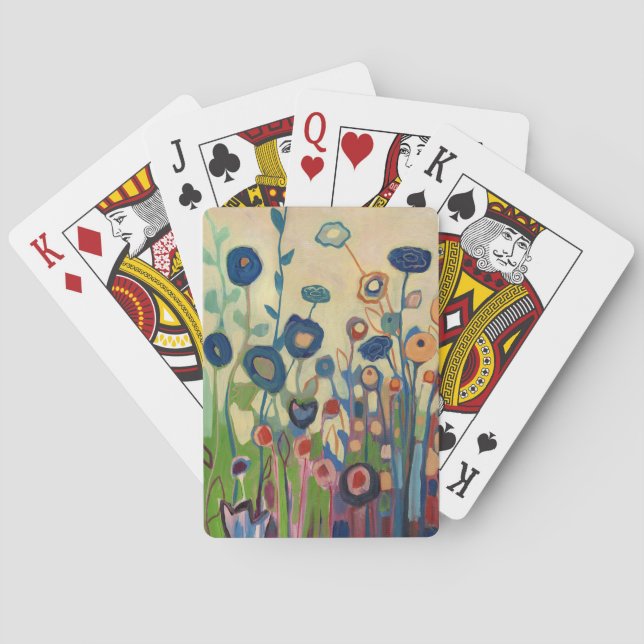 Abstrakter blauer Garten-Spielkarten Spielkarten (Rückseite)