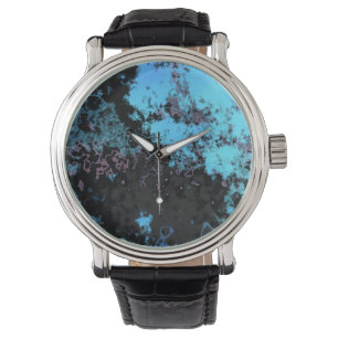 Abstrakter blauer, grauer und Lila Marmor Armbanduhr