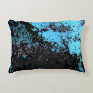 Abstrakter blauer, grauer und Lila Marmor Dekokissen