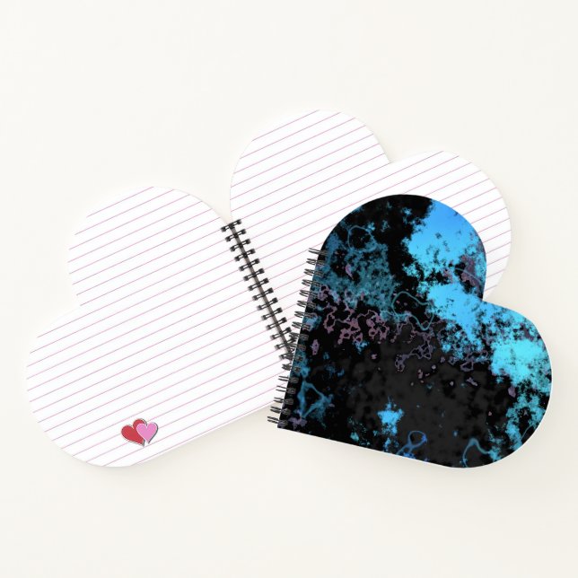 Abstrakter blauer, grauer und Lila Marmor Notizbuch (Innenseite)