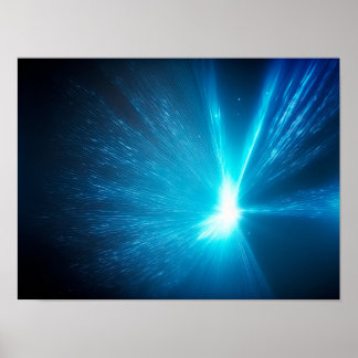 Abstrakter blauer Hintergrund mit Lichtstrahlen Poster