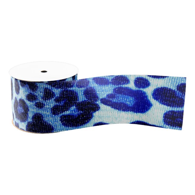 Abstrakter blauer Hipstercheetah-Tierdruck Ripsband (Spule)