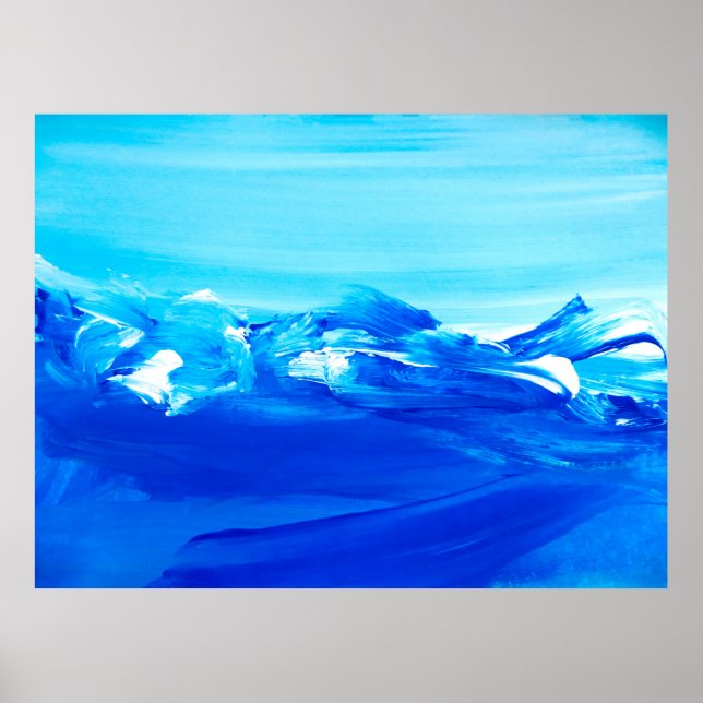 Abstrakter blauer Kunsthintergrund. Moderne Kunst. Poster (Vorne)