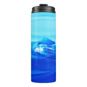 Abstrakter blauer Kunstmalerei-Hintergrund. Modern Thermosbecher