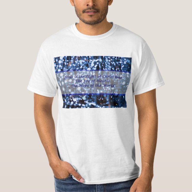 Abstrakter blauer Leuchttext T-Shirt (Vorderseite)