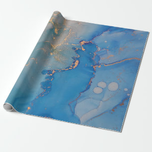 Abstrakter blauer Marmor mit Glitzer Geschenkpapier