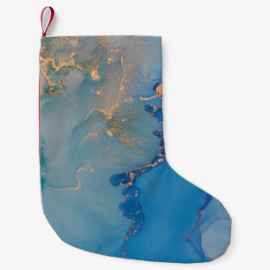 Abstrakter blauer Marmor mit Glitzer Kleiner Weihnachtsstrumpf