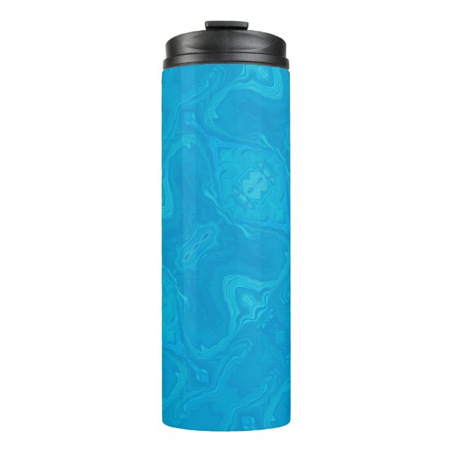 Abstrakter blauer Marmor personalisierter HP Lap Thermosbecher (Vorderseite)