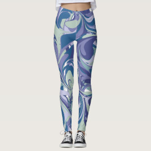 Abstrakter blauer Marmor Swirl Stilvoll Personalis Leggings