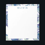 Abstrakter blauer Marmor Swirl Stilvoll Personalis Notizblock<br><div class="desc">Ein lustiges abstrakt marmorierendes Wirbel Grafikdesign in einer farbenfrohen Farbpalette aus weichem Minzgrün,  Perwinkle,  Blau und lila,  personalisiert mit Ihrem Namen oder Wort der Wahl.</div>