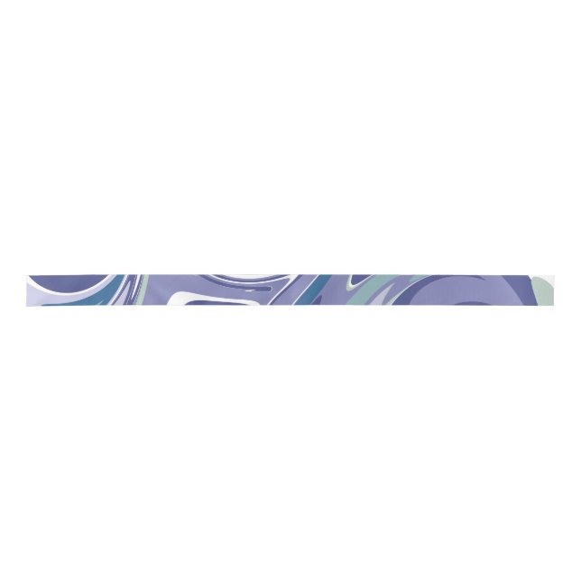 Abstrakter blauer Marmor Swirl Stilvoll Personalis Satinband (Vorderseite)