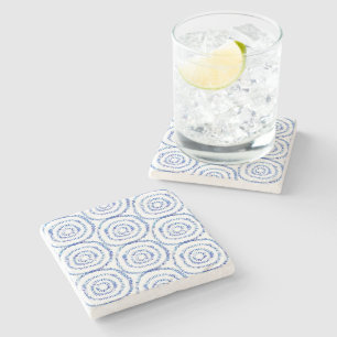 Abstrakter Blauer Pinselstrich Circle Coastal Steinuntersetzer