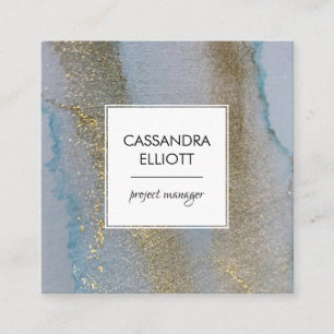 Abstrakter Blauer Schimmer Alkoholtupfer Flüssigke Quadratische Visitenkarte