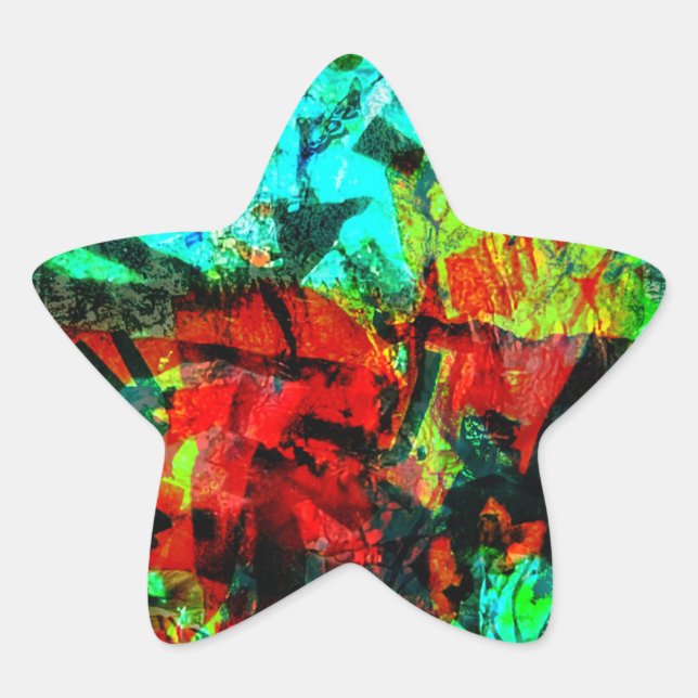 Abstrakter blauer Sternenaufkleber, Tief Stern-Aufkleber (Vorderseite)