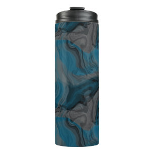 Abstrakter blauer und grauer Marmor Thermosbecher