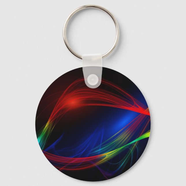 Abstrakter blauer und grüner Swirl-Effekt Schlüsselanhänger (Vorderseite)
