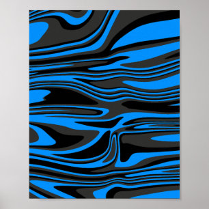 Abstrakter Blauer und Schwarzer Strom Poster