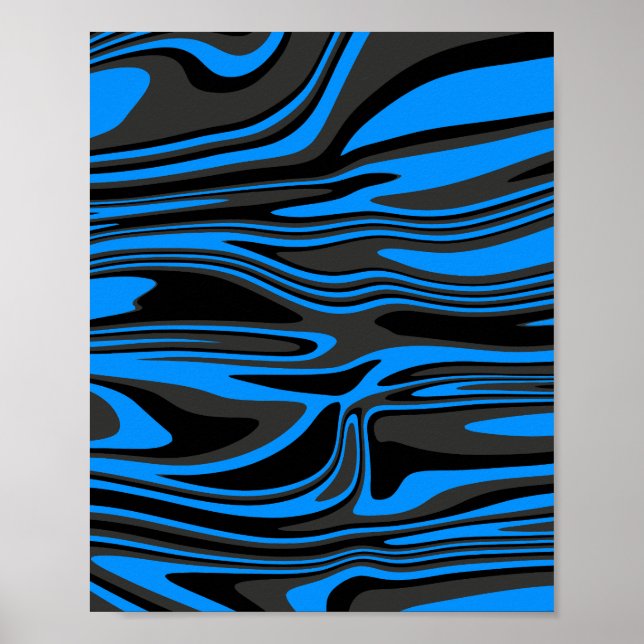 Abstrakter Blauer und Schwarzer Strom Poster (Vorne)
