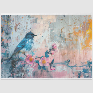 Abstrakter Blauer Vogel im Hintergrund Seidenpapier