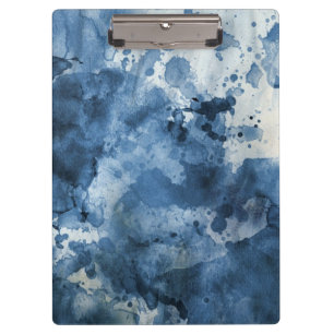 Abstrakter blauer Wasserfarbhintergrund Klemmbrett