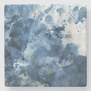 Abstrakter blauer Wasserfarbhintergrund Steinuntersetzer