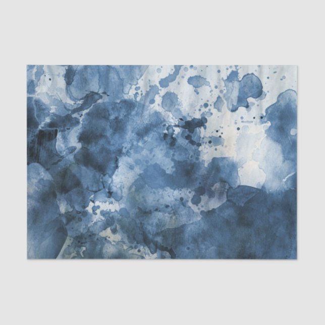 Abstrakter blauer Watercolorhintergrund Seidenpapier (Vorderseite)