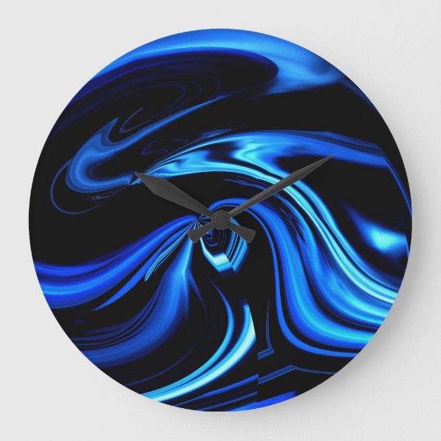 Abstrakter Blauwal - Nordlicht-Wand-Uhr Große Wanduhr (Vorderseite)