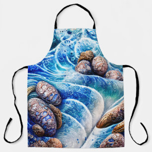 Abstrakter Blue Ocean Wave Marbella Goldene Kunst Schürze