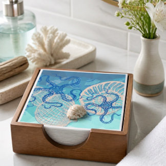 Abstrakter Blue Sea Print Paper Cocktail Napkin Serviette