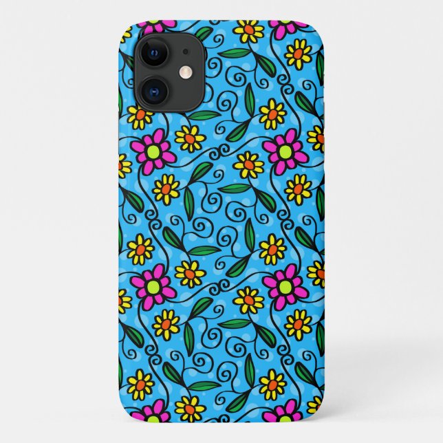 Abstrakter Blumen iPhone 11 Hülle (Rückseite)
