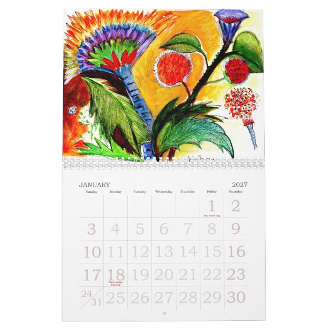 Abstrakter Blumen-Kalender Kalender (Jan 2027)