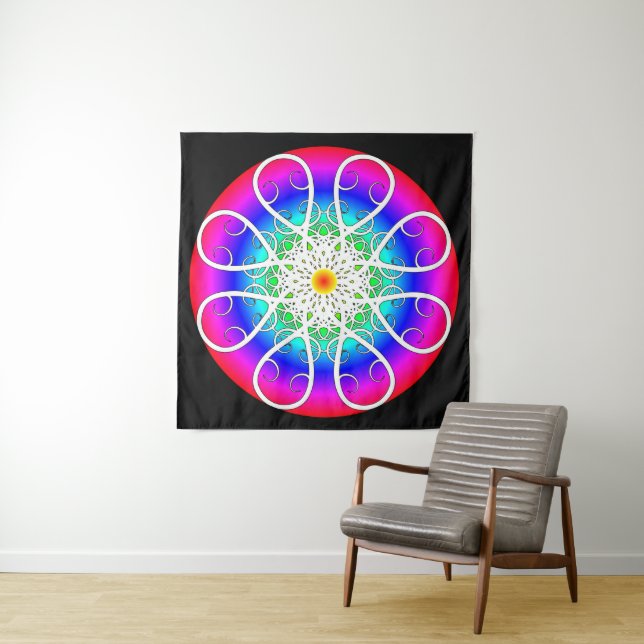 Abstrakter Blumen-Triptychon-Teppich Wandteppich (Beispiel)