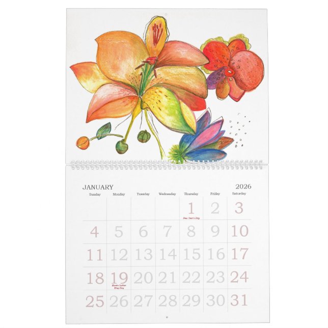 Abstrakter Blumen-und Orchideen-Kalender Kalender (Jan 2026)