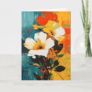 Abstrakter Blumenaufdruck Dankeskarte