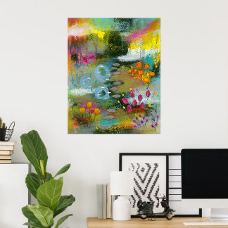 Abstrakter Blumengarten 2 Blumen Botanische Malere Poster