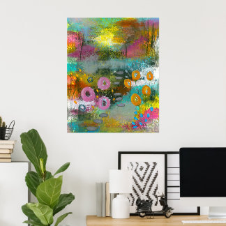 Abstrakter Blumengarten Florale Botanische Malerei Poster