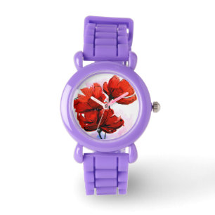 Abstrakter, blumengeschmückter Hintergrund 2 Armbanduhr